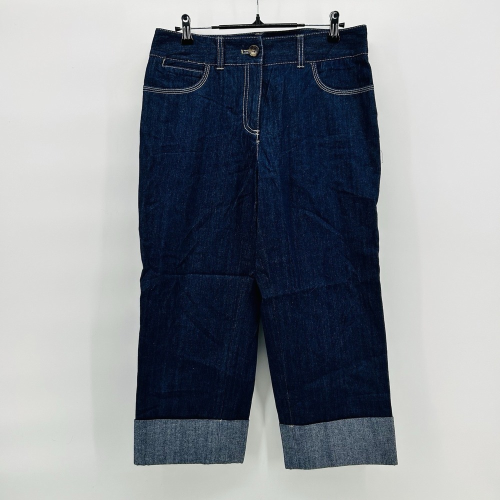Ann Taylor Womens 6 Dark Wash Cuffed Ankle Straight Leg Denim Jeans Preppy NWOT